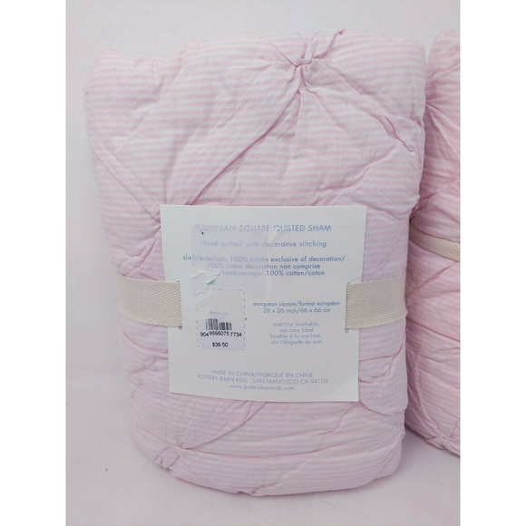 Pottery Barn Kids Brigette Ruffle Quilted Shams Pair‎ 2 European Square 26" NEW - Picture 9 of 12